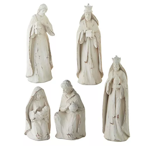 10" Whitewash Nativity Set/ 5