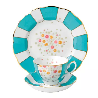 100 Years 1930 Mint Deco 3-Piece Teacup Set by Royal Albert
