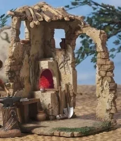 11" LED Blacksmith Shop for 7.5" Scale Figurines - Fontanini