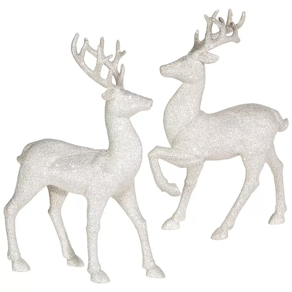 12.75-Inch Glittered Deer Figurine