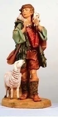 12" Shepherd with Sheep & Lamb Figure - Fontanini