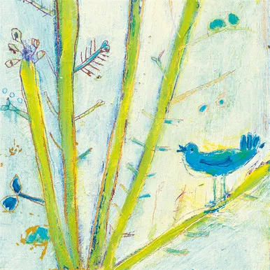 12" x 12" Blue Bird (Left Panel) Small Print by Sugarboo Designs