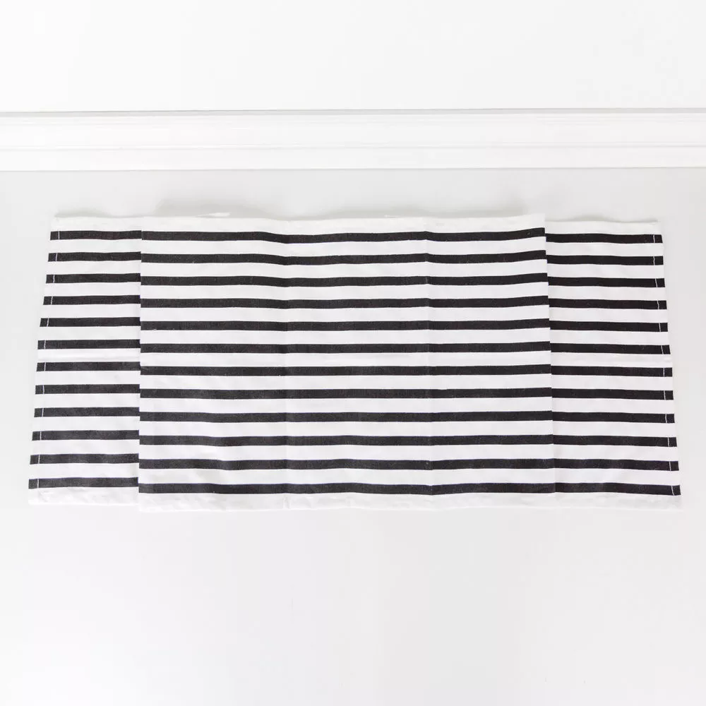15" X 65" Table Runner (Stripes), White/Black