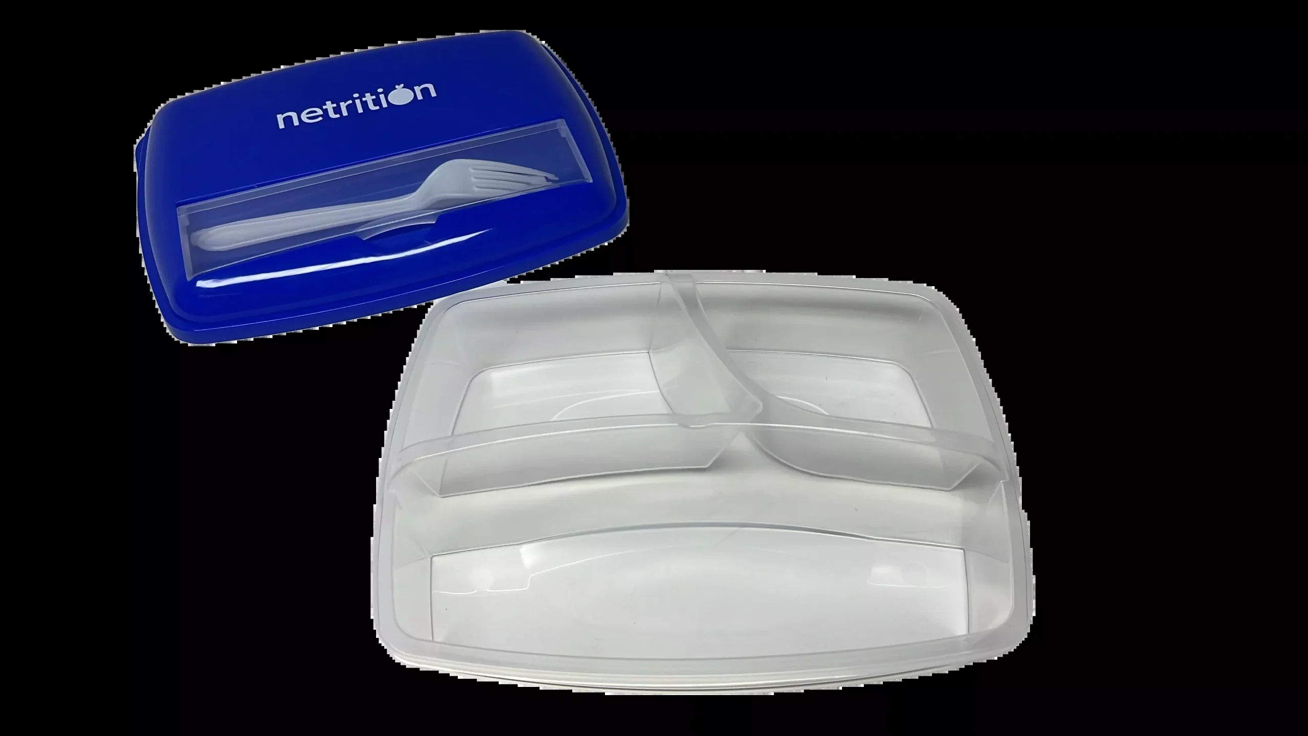 3-Compartment Microwavable Bento Box with Fork and Knife by Netrition