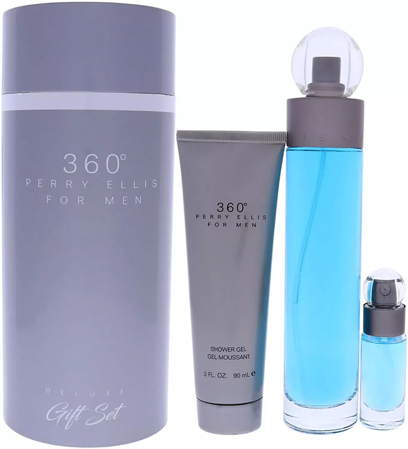360 Deluxe3 pcs. Gift Set (3.4 oz. / 100 ml EDT Spray + .25 oz. / 7.5 ml EDT Spray + 3.0 oz / 90 ml S/ Gel.