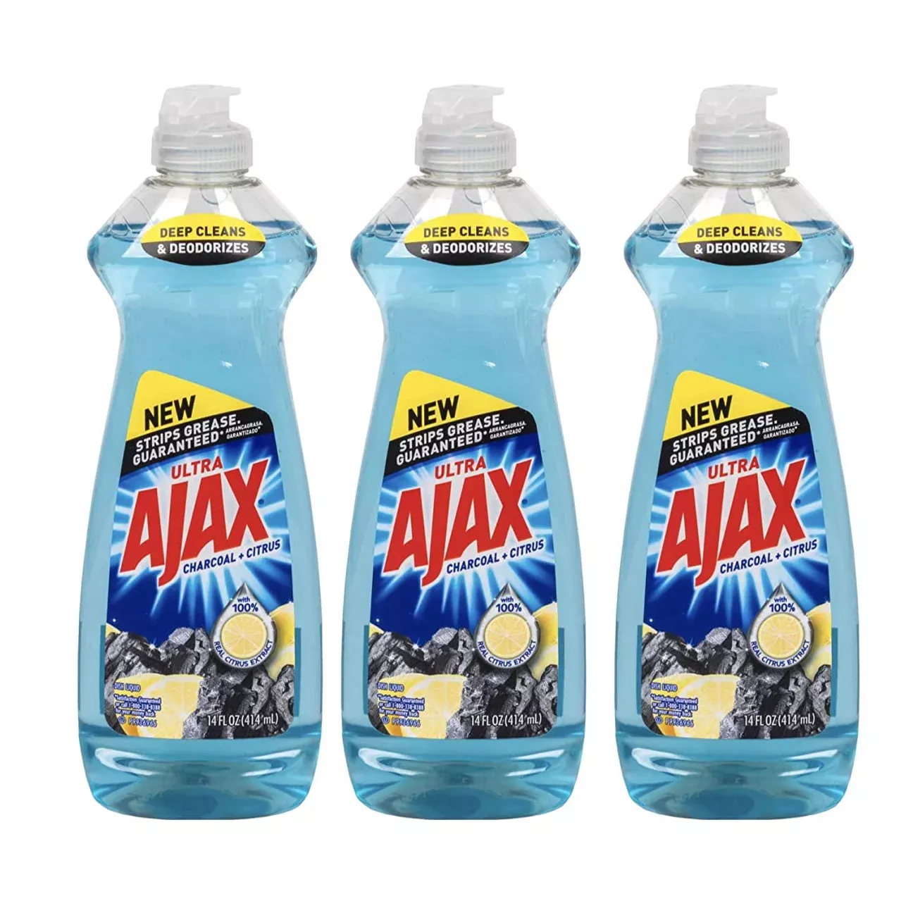 Ajax Charcoal & Citrus Lemon Dish Liquid& Hand Wash Soap (Pack of 3pcs)