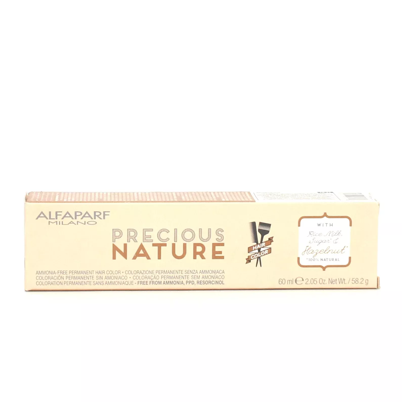 Alfaparf Precious Nature Permanent Hair Color with Rice Milk, Sugar & Hazelnut 2.05 oz