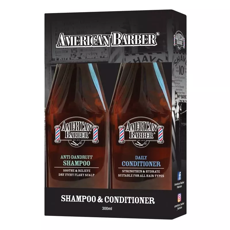 American Barber Anti Dandruff Shampoo & Conditioner 300ml Duo