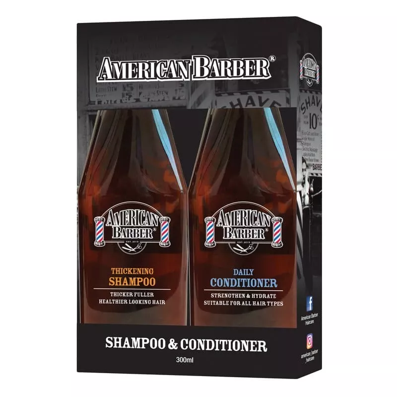 American Barber Thickening Shampoo & Conditioner 300ml Duo