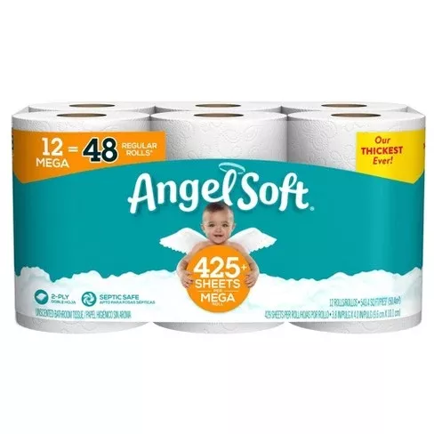 Angel Soft Toilet Paper, 12 Mega Rolls = 48 Regular Rolls