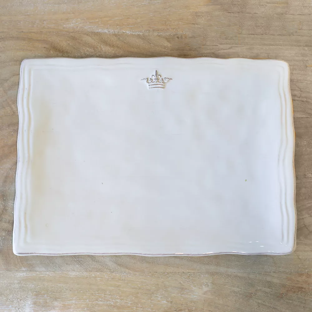 Antique White Crown Platter,11.5x8.5