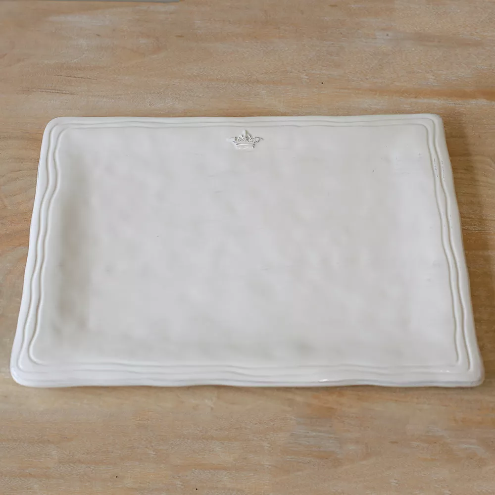 Antique White Crown Platter, 15.5 x 11
