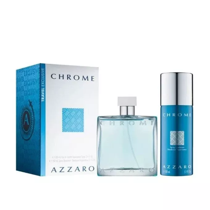 Azzaro CHROME Mens 3.4 oz Chrome EDT2 pc Spray Set