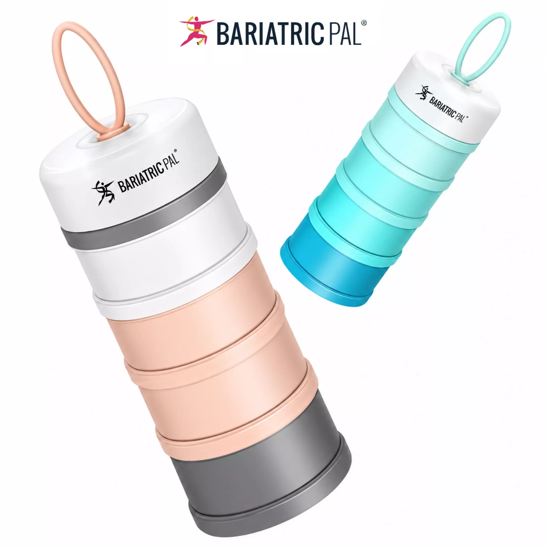 BariatricPal 4 Compartment Food Container - Pink & Blue Set