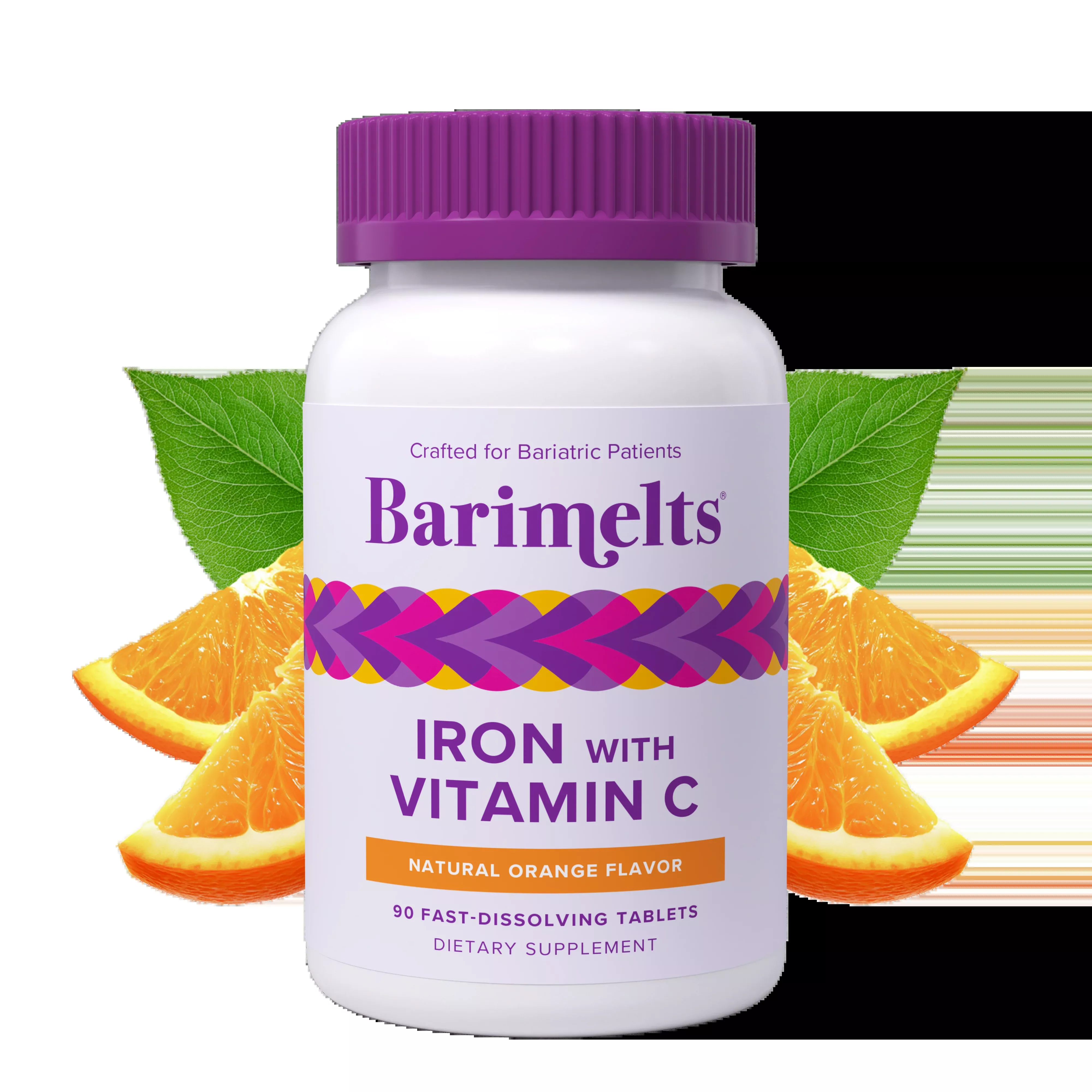 BariMelts Iron + Vitamin C - 90 Fast-Dissolving Tablets - Natural Orange Flavor