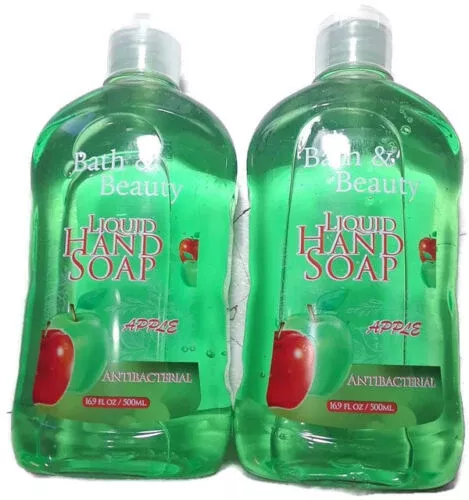 Bath & Beauty Liquid Hand Soap Antibacterial Apple 16.9 oz "2-PACK"
