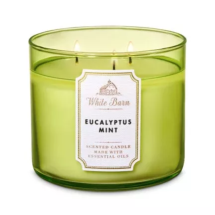 Bath & Body Works White Barn, Eucalyptus Mint 3-Wick Scented Candle 14.5 oz
