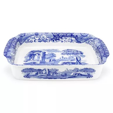 Blue Italian Large Rectangular Handled Dish by Spode