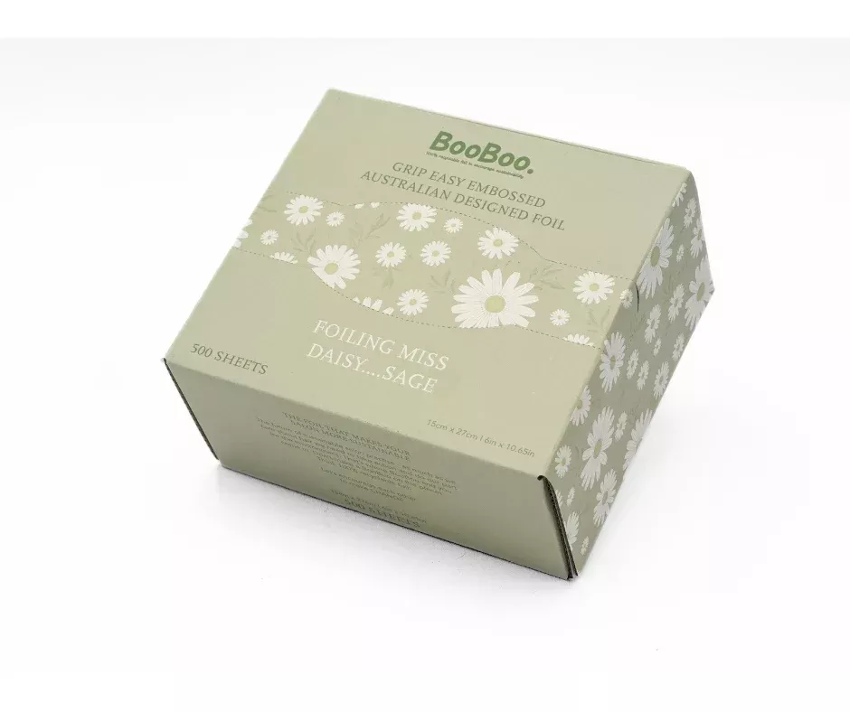 Boo Boo Daisy Sage Pre-Cut Embossed Foil- Pop up 15cm x 27cm