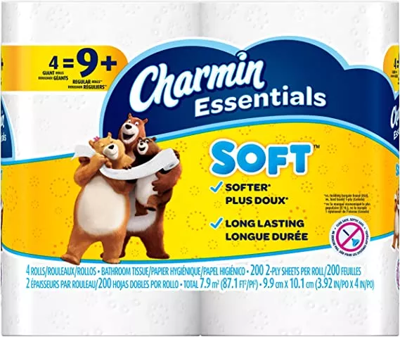 Charmin Essentials Soft Bath Tissue 4 Giant Rolls = 9 Regular Rolls