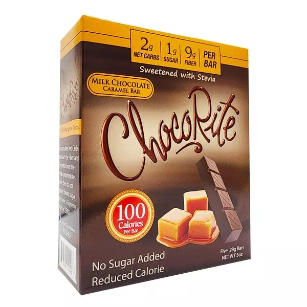 ChocoRite Sugar-Free Milk Chocolate Caramel Bars - 5/Box