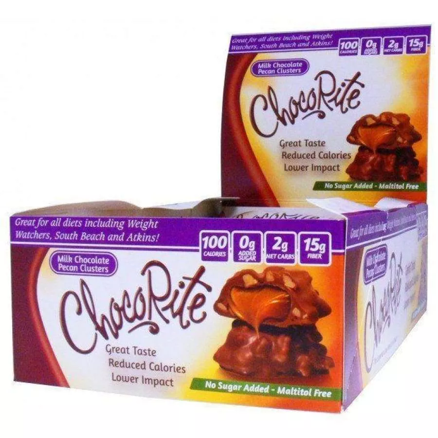 ChocoRite Sugar-Free Milk Chocolate Pecan Clusters - 16/Box
