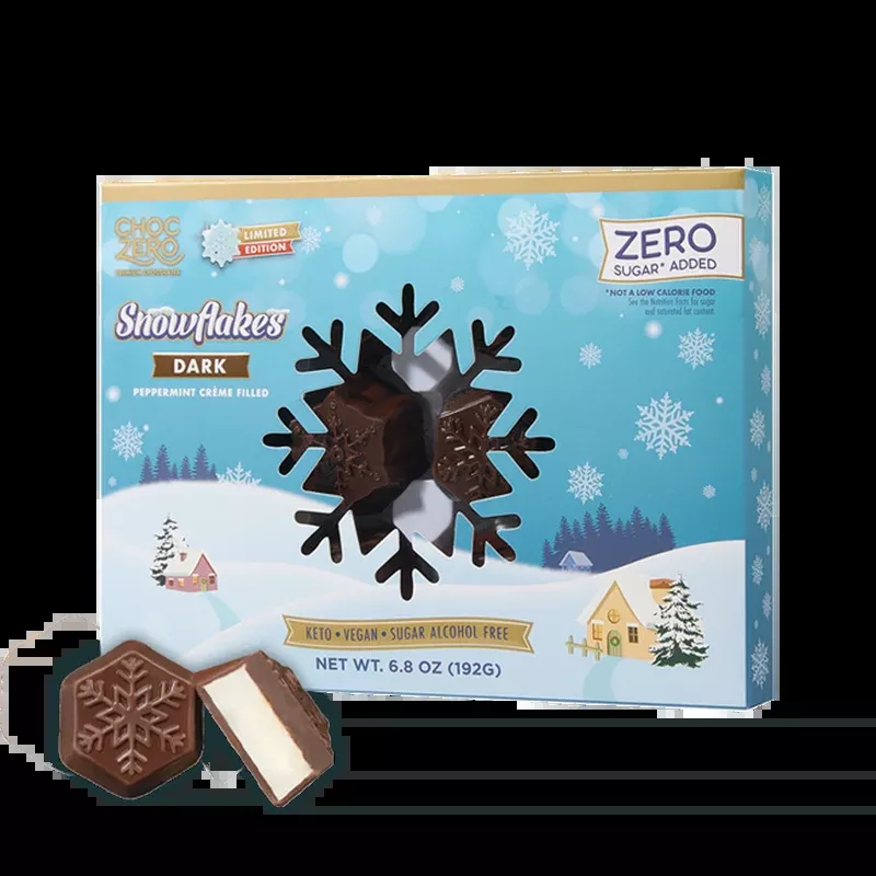 ChocZero Dark Chocolate Peppermint Creme Filled Snowflakes Truffles, 6.8 oz