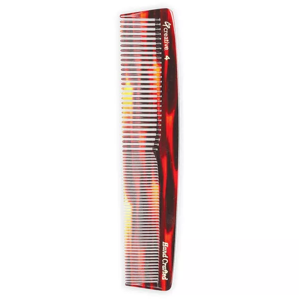 Creative Hair Tools Handmade Tortoise Comb with Medium and Fine Teeth Comb 7.25 Inch C4