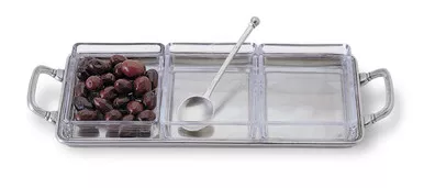 Crudite with Crystal Inserts & Handles by Match Pewter