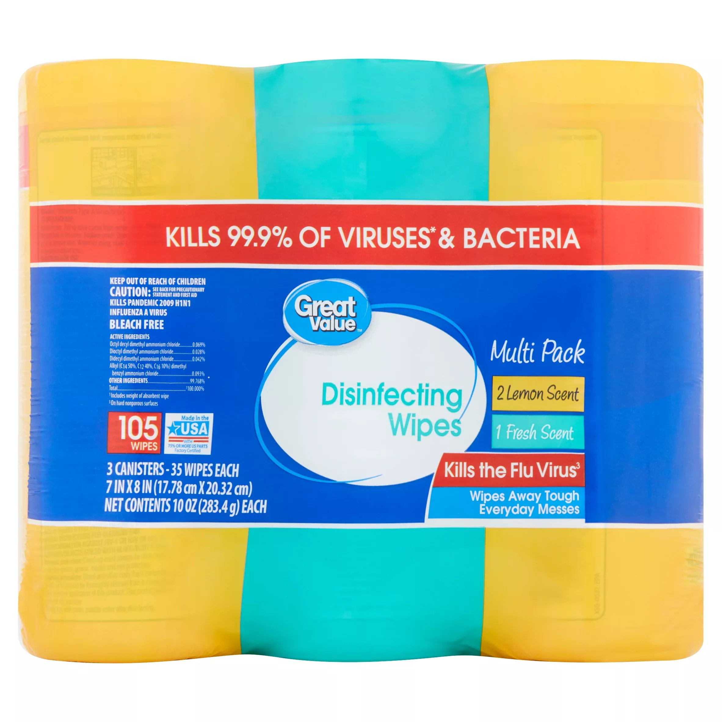 Disinfecting Wipes Multi Pack 75 count 10 oz "3-PACK" Lemon Scent-Fresh Scent