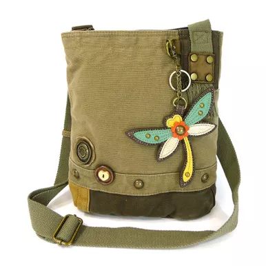 Dragonfly Patch Crossbody with Key Fob - Olive