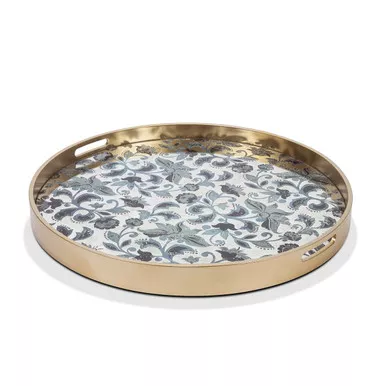 Etched Floral Large Mirror Tray Petite Pattern - GG Collection