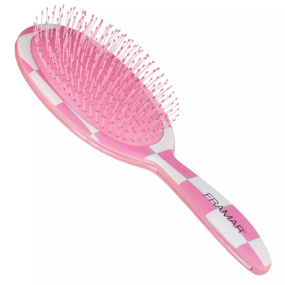 Framar Detangle Hair Brush Checked Out Pink