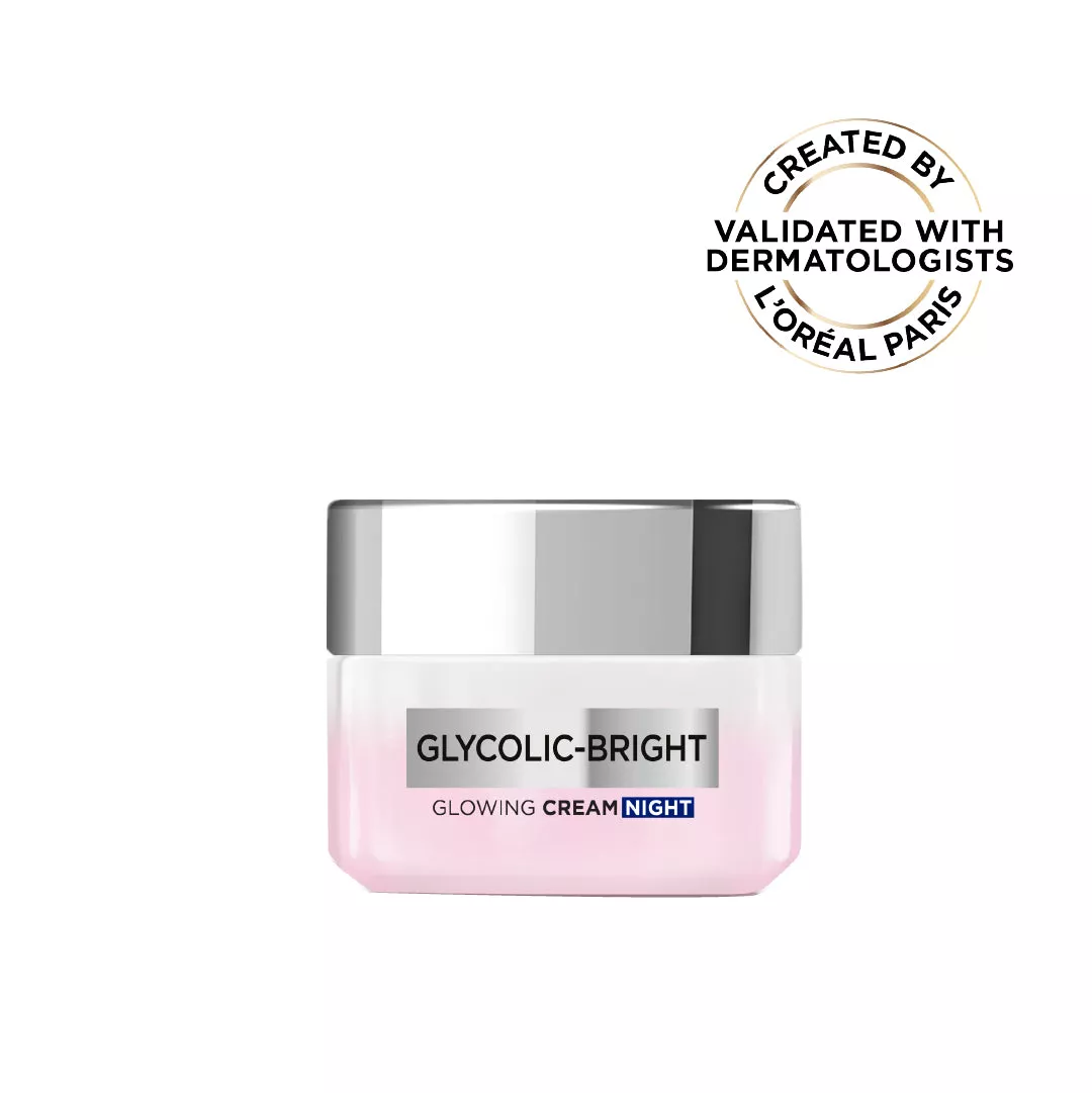 Glycolic-Bright Glowing Night Cream, for Dark Spots Reduction, Glow Boosting, and Skin Tone Evenness