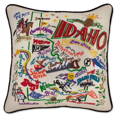 Idaho Hand-Embroidered Pillow by Catstudio