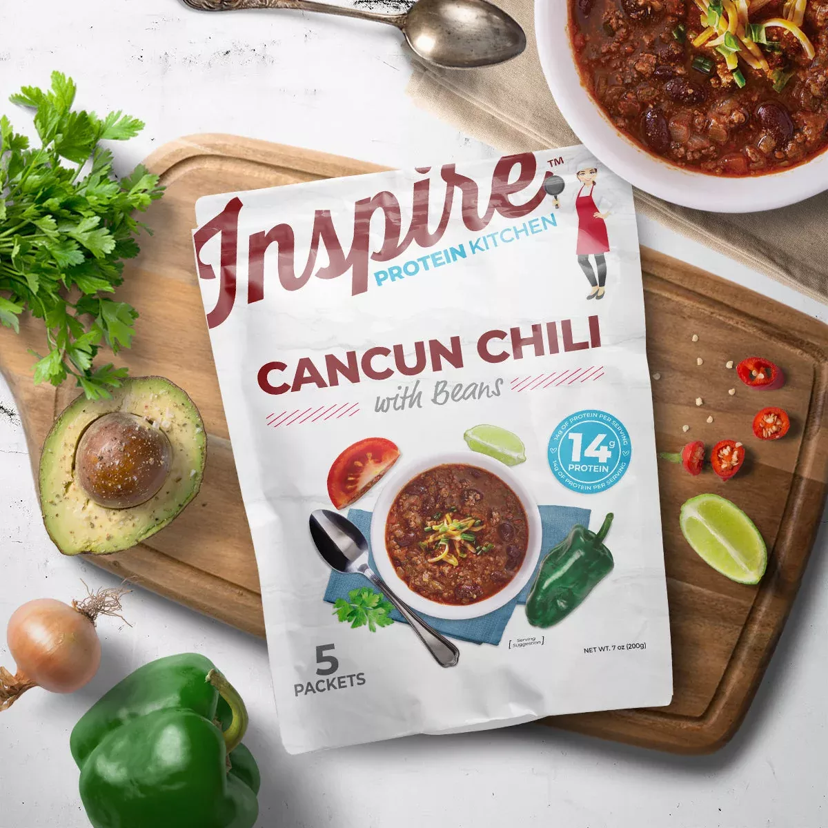Inspire Protein Kitchen Cancun Chili – 14g Protein, Quick and Flavorful Tex-Mex Meal