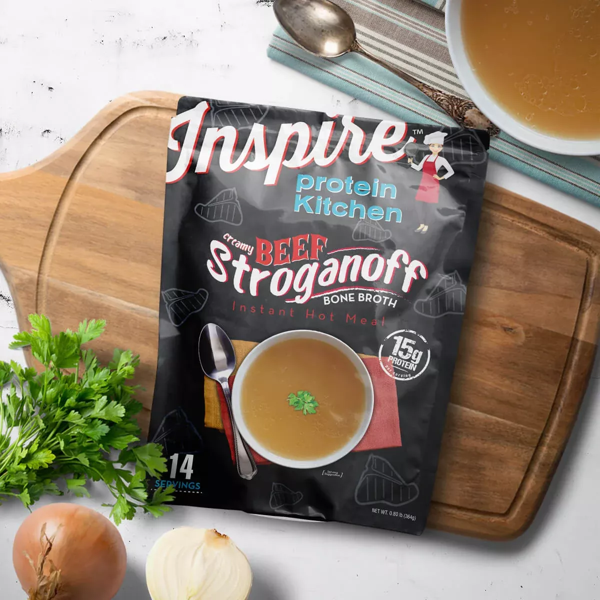 Inspire Protein Kitchen Creamy Beef Stroganoff Bone Broth – 15g Protein, Rich and Satisfying Flavor