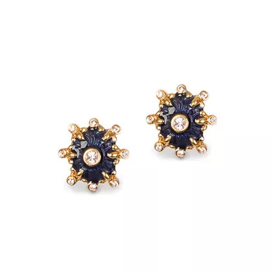 Jay Strongwater Button Post Indigo Earrings