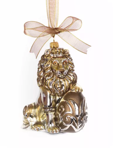 Jay Strongwater Gilded Lion with Egg Glass Ornament