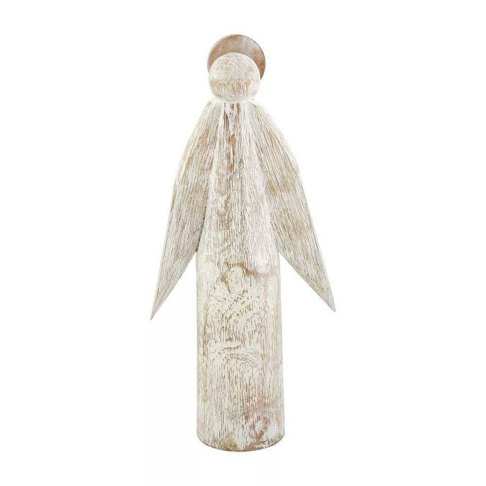 Lg White Wood Angel Sitter