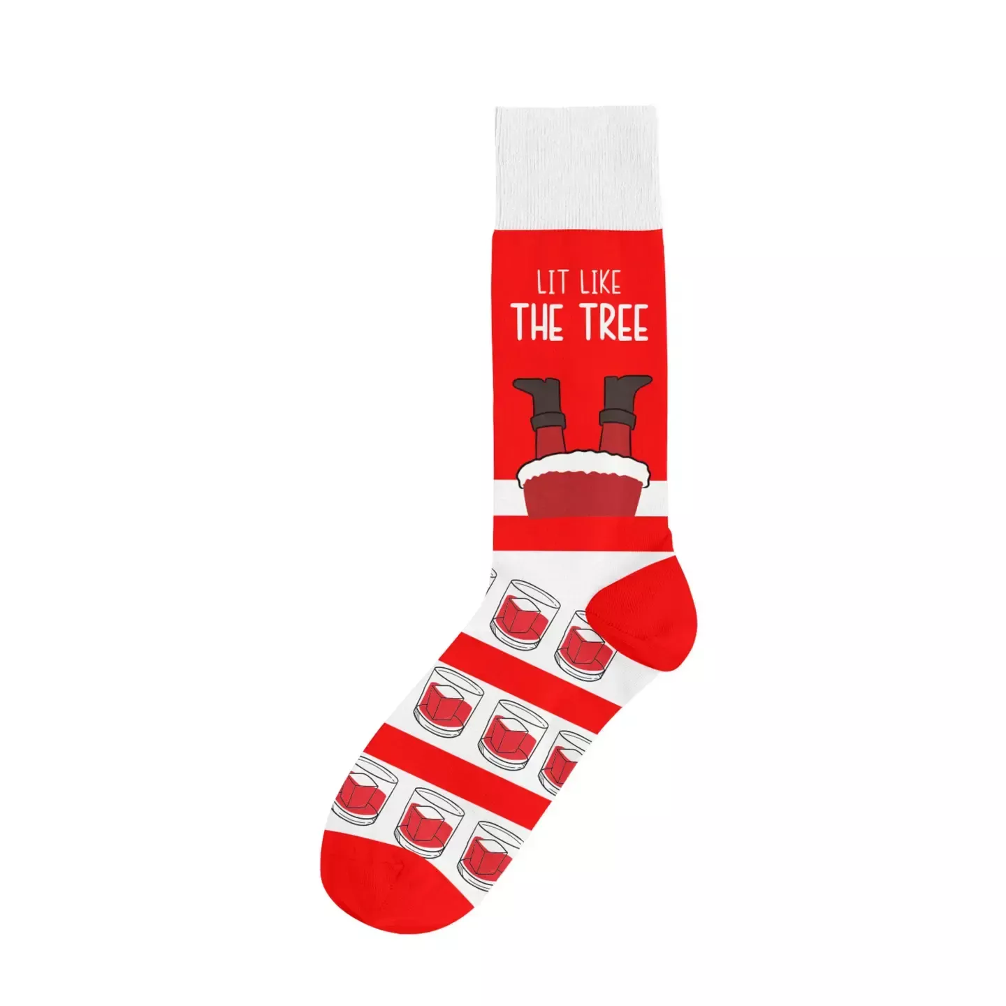 Lit Like the Tree Santa Funny Christmas Socks