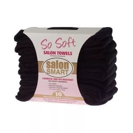 MICROFIBRE TOWELS 10 PK BLACK - SALON SMART SO SOFT