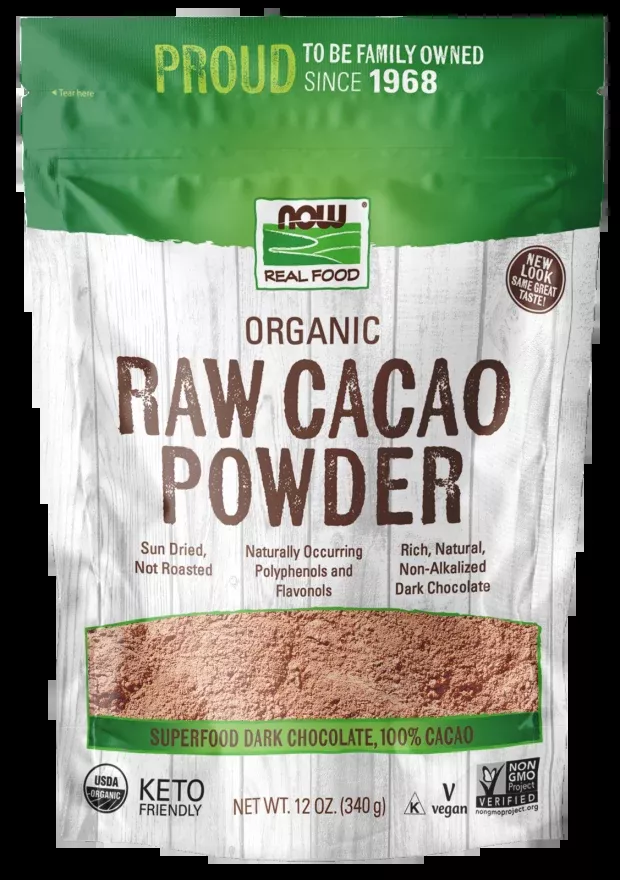 NOW Cacao Powder, Raw, Organic 12 oz