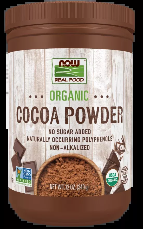 NOW Cocoa Powder, non-Alkalized, Organic 12 oz.
