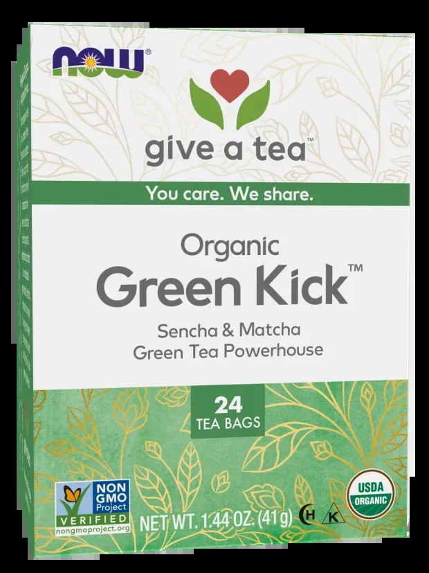 NOW Green Kick, Sencha and Matcha Green Tea Bags 24 tea bags