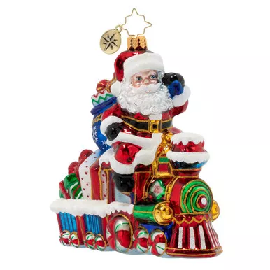 On The Tracks Santa Ornament by Christopher Radko -