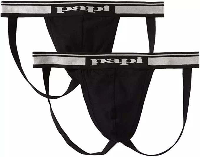 Papi Men's Cotton Stretch Jock Strap Black "2-PACK" 980910-001