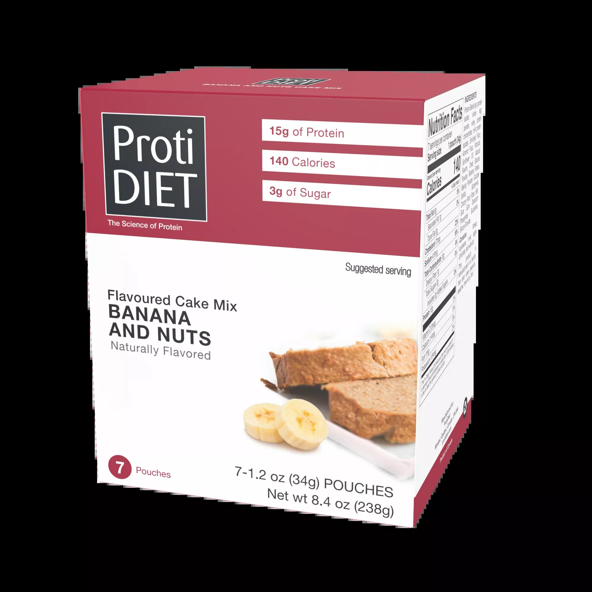Proti Diet Protein Cake Mix, Banana and Nuts, 7 Pouches