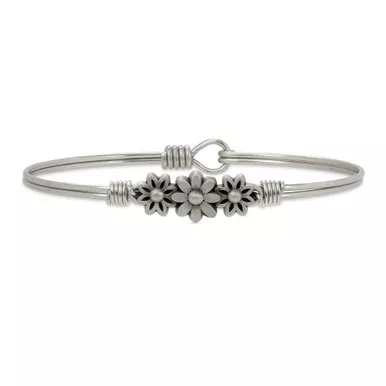 Regular Daisy Silver Tone Bangle Bracelet by Luca and Danni