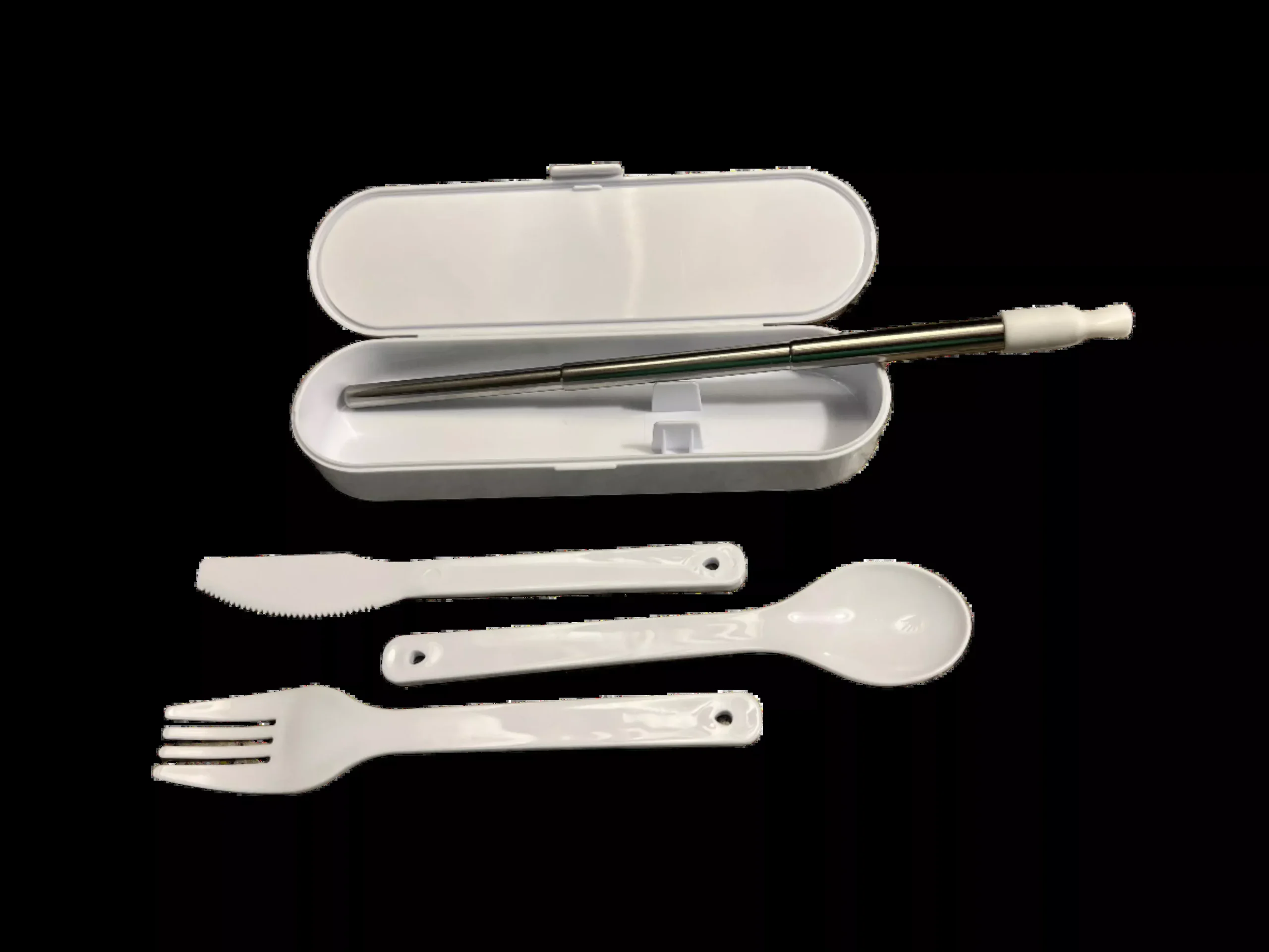 Reusable Cutlery Set and Expandable Steel Straw with Bamboo Case by Netrition